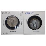 1928 D & P Standing Liberty Silver Quarters