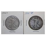 1936 S & D Walking Liberty Silver Half Dollars