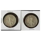 1945 & 1945-D Walking Liberty Silver Half Dollars