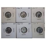 6pc BU Roosevelt Silver Dimes