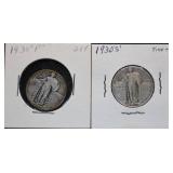 1930 S & P Standing Liberty Silver Quarters