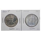 1943-P & 1944-P Walking Liberty Silver Half Dollar