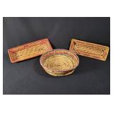 Three Colorful Woven Baskets