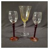 Yellow Crystal and Cordial Glasses Set