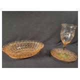 Pink Depression Glass Bowl and Goblet