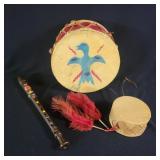 Recorder with Two Animal Skin Drums