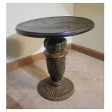 Round Wooden Side Table With Pedestal