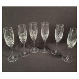 6 Crystal Champagne Flutes