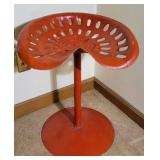 Red Cast Iron Tractor Seat Stool