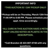 IMPORTANT AUCTION INFO