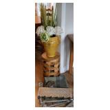 Wood Side Table, Ceramic Vase, Wall Hanger++