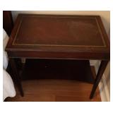 Wooden End Table With Leather Style Top