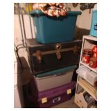 Totes and Trunk with Bedding