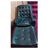 VTG Black Vinyl Armchair and Ottoman Set