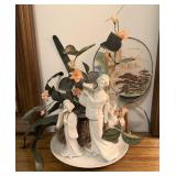 Vintage White Porcelain Geisha Figurine Set