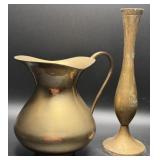 Brass Pitcher and Bud Vase