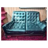 VTG Vinyl Love Seat With Wood Frame