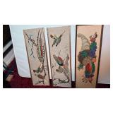 Three Embroidered Wall Panels