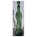 Green Glass Decanter With Hand Motif Stopper