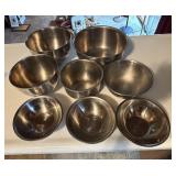 8 Various Metal Mixing Bowls