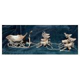 Brass Reindeer and Sleigh Set