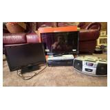 Omni 22" Roku TV, Orion 22" TV, Boom Box, VCR, &