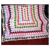 Hand-Quilted Patchwork Quilt with Label