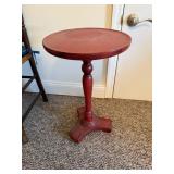 Red Wooden Pedestal Side Table