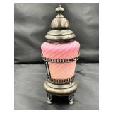 Silverplate Holder with Pink Glass Insert