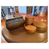 Hand-Painted Wooden Box and Shaker-Style Boxes