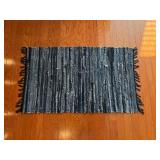 Handwoven Blue Rug With Fringe