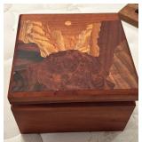 Wooden Jewelry Box with Landscape Inlay
