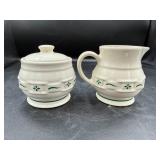 Longaberger Pottery Cream and Sugar Set