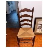 Ladder Back Wooden Chair with Rush Seat