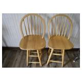 Pair of Wood Swivel Bar Stools