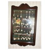 Vtg Spoon Display Case w/ Spoons
