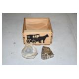 Small Wooden Box w/ Pair of Crystals