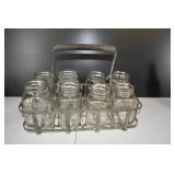 Vtg Milk Crate with Mason Jars