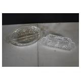 Clear Cut Glass Butter & Candy Dish