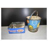 Vtg Metal Sand Bucket & Cookie Tin