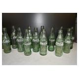 Lot of 14 Vtg Green Coca Cola Bottles