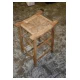 Wood Stool w/ Woven Seat