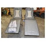 Pair of Gray Folding Chaise Lounges