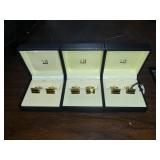 3 Sets Alfred Dunhill Sterling Silver Cufflinks