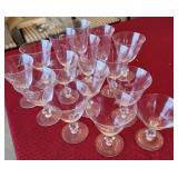 15pc Glass Stemware Set With Etched Leaves
