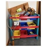 Plastic Storage Rack With Contents