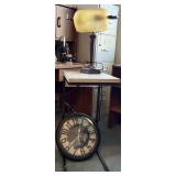 Side Table with Clock and Lamp