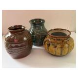 Three Handmade Ceramic Vases