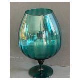 Empoli Italian Teal Blue Brandy Sniffer Vase