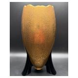 Gold-Finish Glass Vase with Black Base